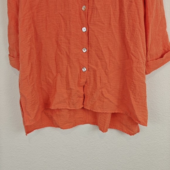 John Mark Nwot Coral Button Up 3/4 Sleeves Blouse Size Small Women's - Picture 2 of 13